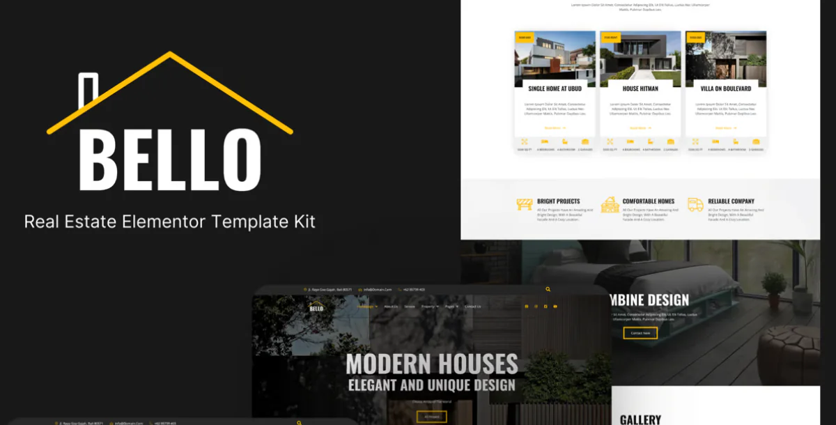 Bello - Template Kit Elementor para Imobiliárias, Arquitetura e Design de Interiores