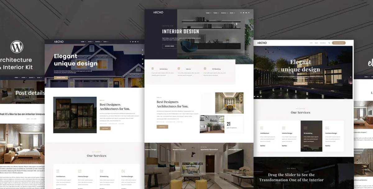 Archo - Template Elementor para Arquitetura e Design de Interiores no WordPress